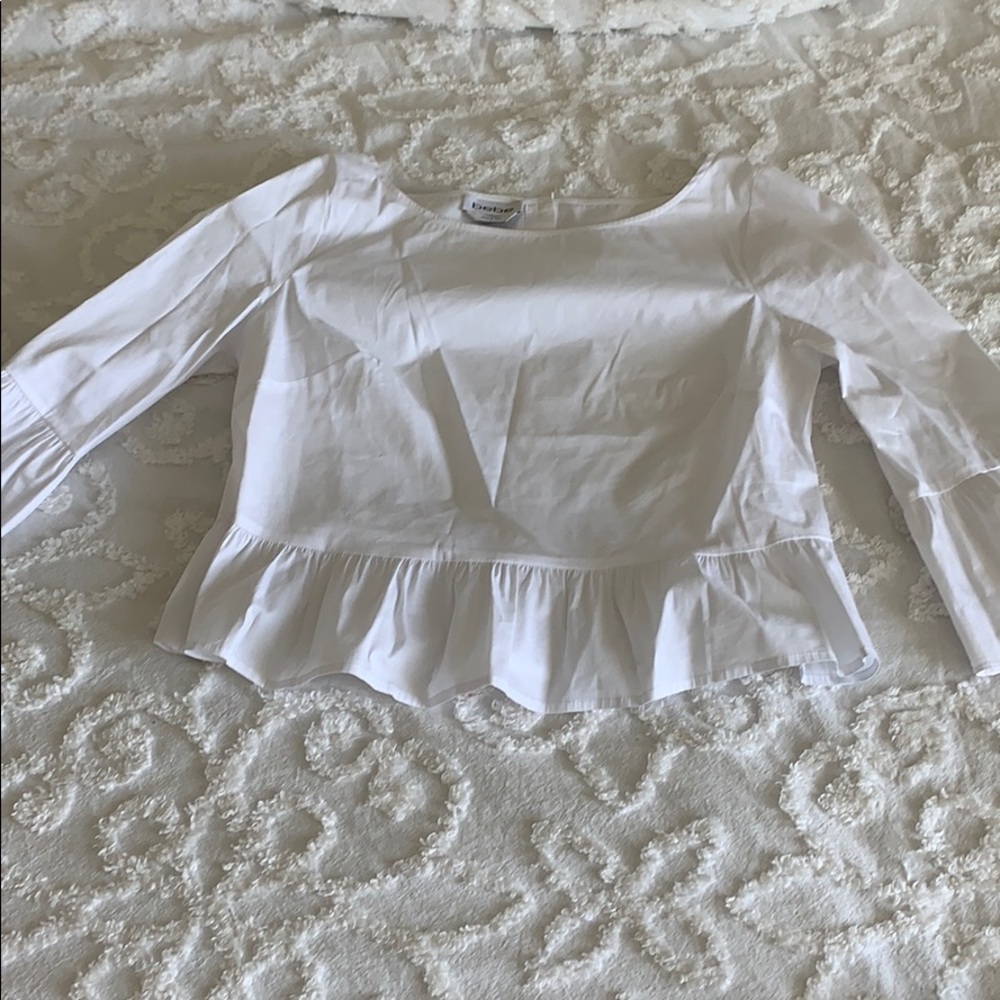 NWOT- bebe cotton peplum crop blouse